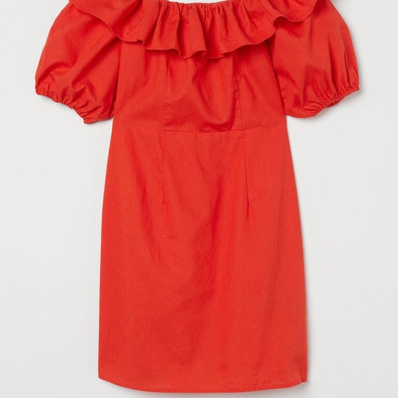 Linen blend off-shoulder dress - Picture 2 of 4